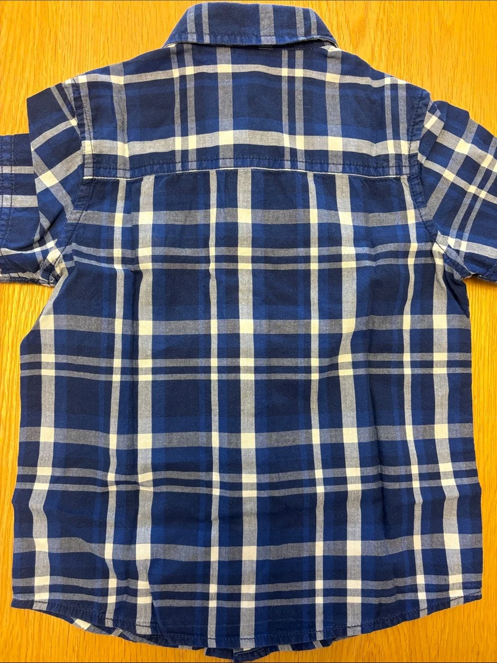Boys Blue Plaid Short-Sleeve Button-Up Shirt, age 4
